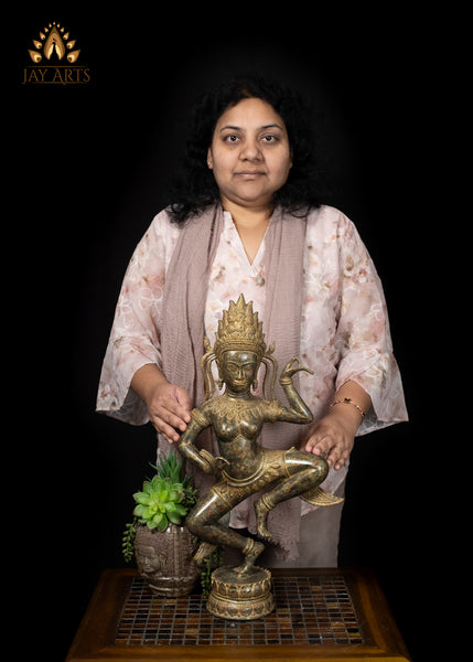22" Cambodian Apsara – Celestial Dancer Bronze Sculpture