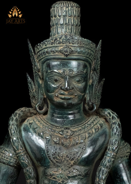 22" Bronze Dvarapala Statue – Cambodian Temple Guardian