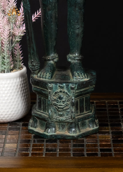 22" Bronze Dvarapala Statue – Cambodian Temple Guardian