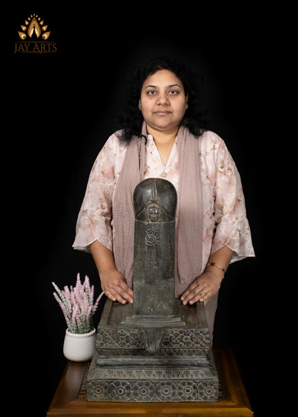 23" Cambodian Bronze Shiva Lingam with Shiva's Face – Sacred Heritage Piece