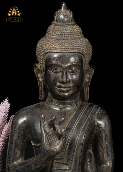 18" Bronze Buddha in Akasha Mudra Half-Lotus Pose – Cambodian Artistry