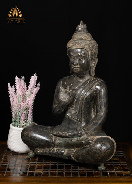 18" Bronze Buddha in Akasha Mudra Half-Lotus Pose – Cambodian Artistry