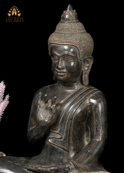 18" Bronze Buddha in Akasha Mudra Half-Lotus Pose – Cambodian Artistry