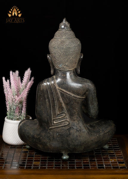 18" Bronze Buddha in Akasha Mudra Half-Lotus Pose – Cambodian Artistry