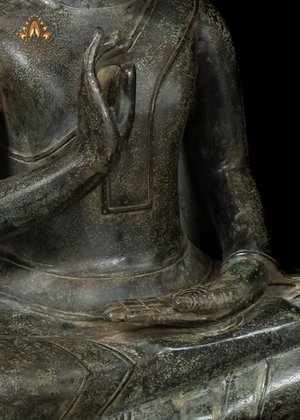 18" Khmer Style Buddha in Vitarka Mudra Gesture of Teaching Cambodian Bronze