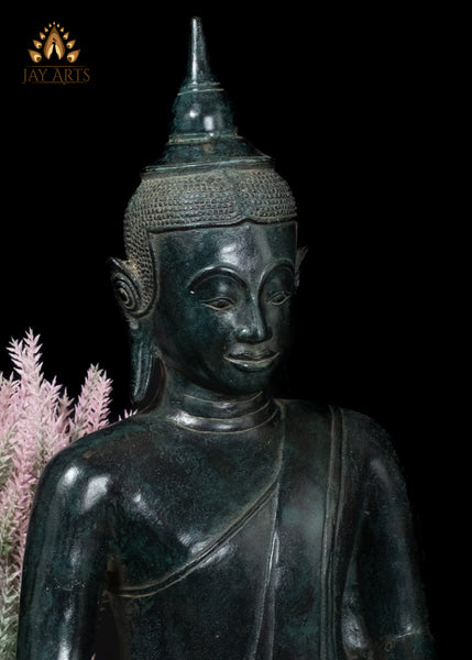 17" Bronze Buddha in Dhyana Mudra Serene Khmer Meditation Statue