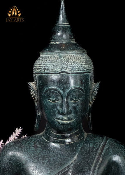 17" Bronze Buddha in Earth touching Gesture Timeless Khmer Art