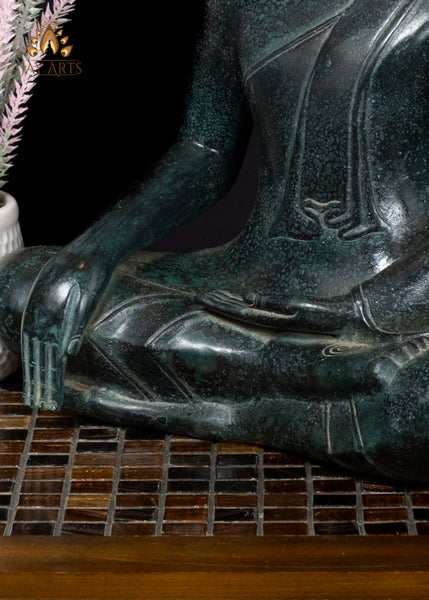 17" Bronze Buddha in Earth touching Gesture Timeless Khmer Art