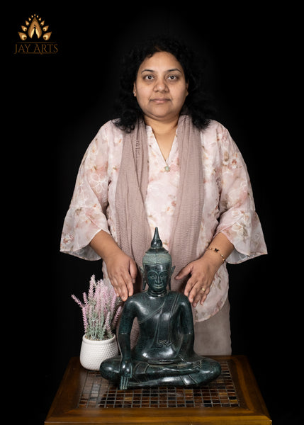 17" Bronze Buddha in Earth touching Gesture Timeless Khmer Art