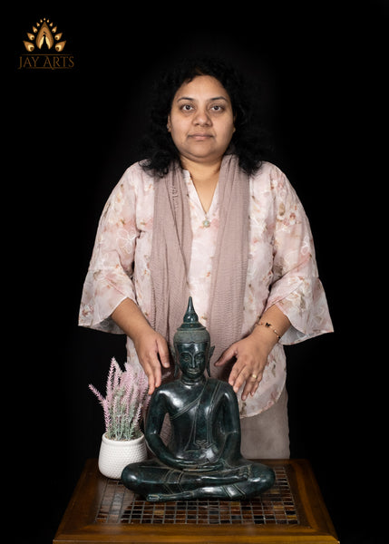 17" Bronze Buddha in Dhyana Mudra Serene Khmer Meditation Statue