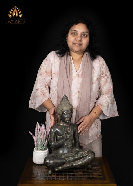 18" Bronze Buddha in Akasha Mudra Half-Lotus Pose – Cambodian Artistry