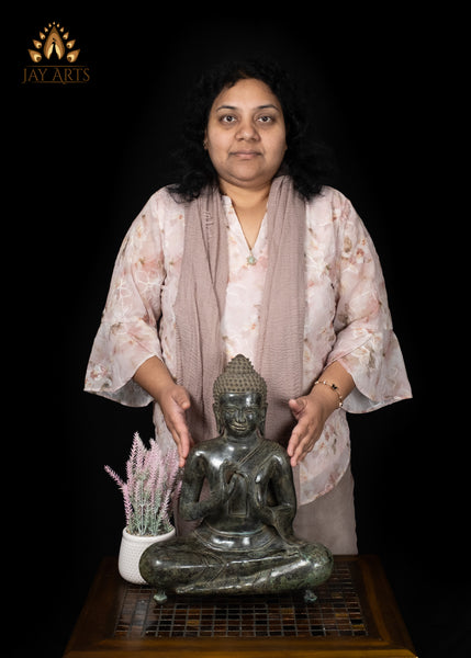 16" Bronze Buddha in Dharmachakra Mudra – Cambodian Style Antique Finish