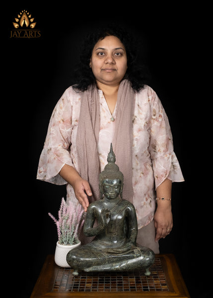 18" Khmer Style Buddha in Vitarka Mudra Gesture of Teaching Cambodian Bronze