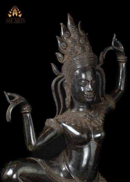 30" Dancing Khmer Style Apsara with Exquisite Details Cambodian Bronze Statue