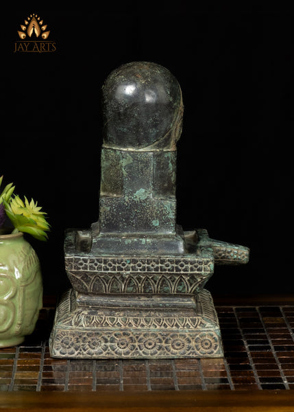 10" Bronze Shiva Lingam with Shiva’s Face Symbol of Divine Energy