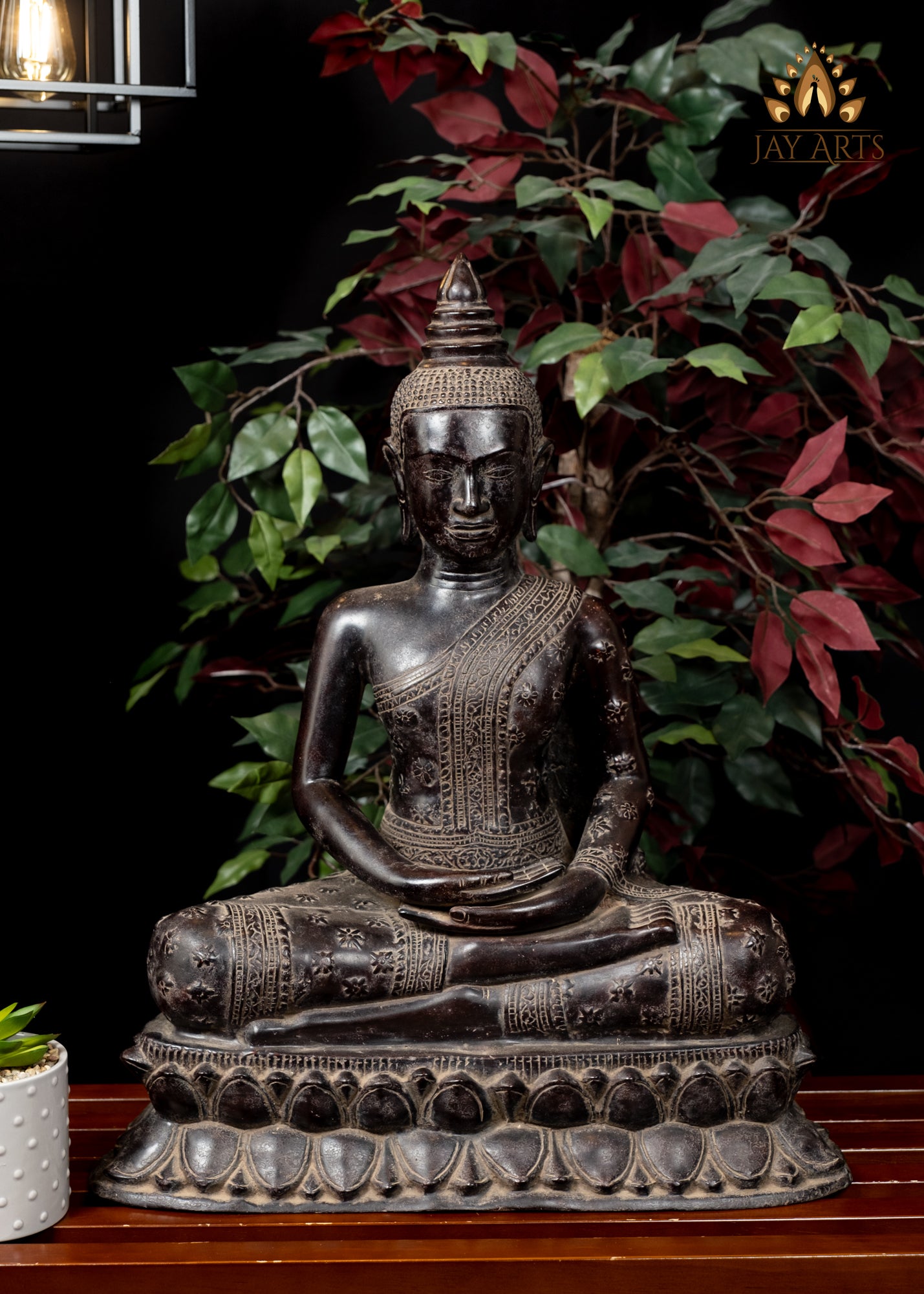 Buddha in Meditation (Dhyana Mudra) 23" - Antique Style Khmer Bronze Buddha Statue