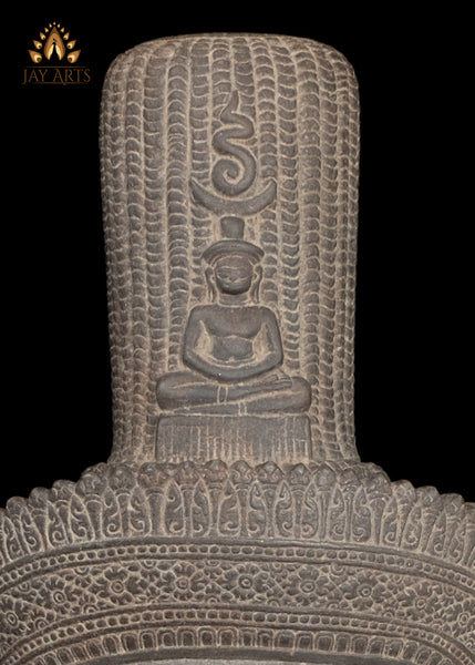 22" Serene Hanuman Head in Sandstone on Wooden Base Spiritual Accent from Cambodia