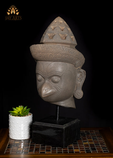 20" Sandstone Garuda Guardian Statue with Sharp Beak – Cambodian Craftsmanship