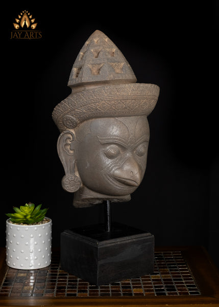 20" Sandstone Garuda Guardian Statue with Sharp Beak – Cambodian Craftsmanship