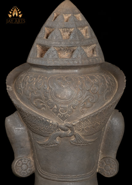 20" Sandstone Garuda Guardian Statue with Sharp Beak – Cambodian Craftsmanship