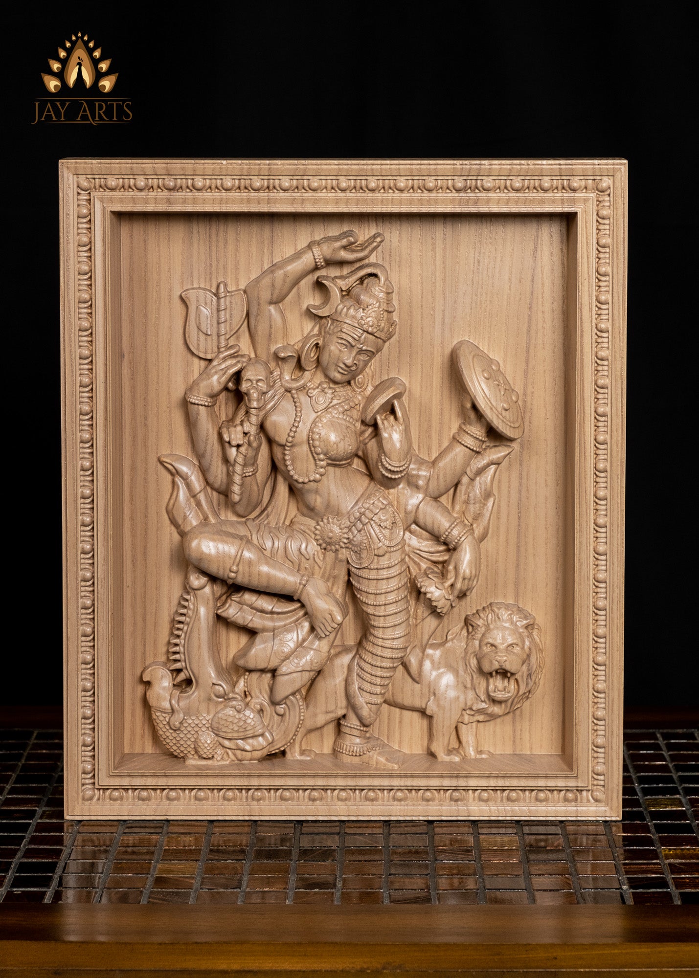 Dancing Ardhanarishvara (Shiva Shakthi) 13" x 11" Ash wood carving - Hindu God Wood Carving