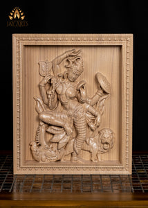 Dancing Ardhanarishvara (Shiva Shakthi) 13" x 11" Ash wood carving - Hindu God Wood Carving