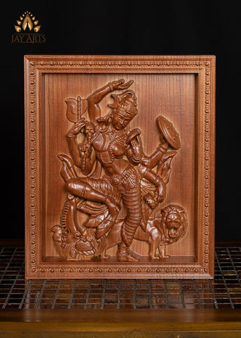 Dancing Ardhanarishvara (Shiva Shakthi) 13" x 11" Ash wood carving - Hindu God Wood Carving