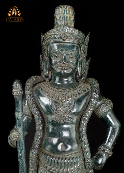 22" Bronze Dvarapala Temple Guardian Statue from Cambodia