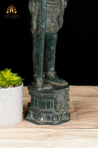 22" Bronze Dvarapala Temple Guardian Statue from Cambodia