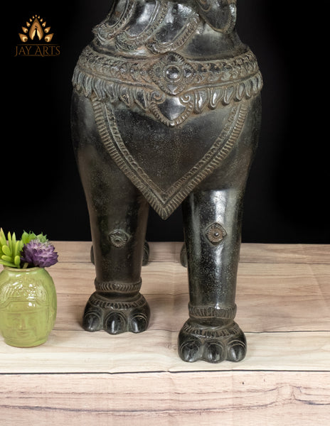 27" Majestic Temple Guardian Lions Meticulously Crafted Bronze Foo Dogs