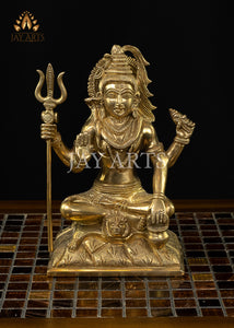 Lord Shiva seated on a Mount 8" Brass Statue