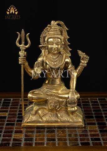 Lord Shiva seated on a Mount 8" Brass Statue