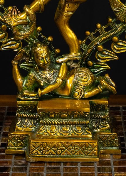 Brass Nataraja Dancing Shiva Statue Greenish Gold Finish 17"