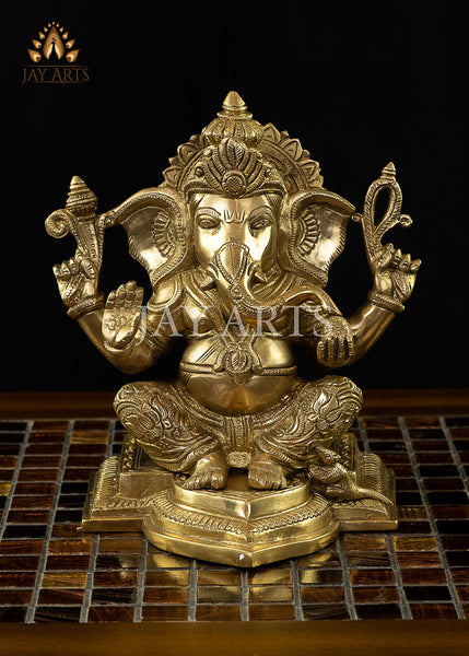 Abhaya Ganesh 7" Brass Statue