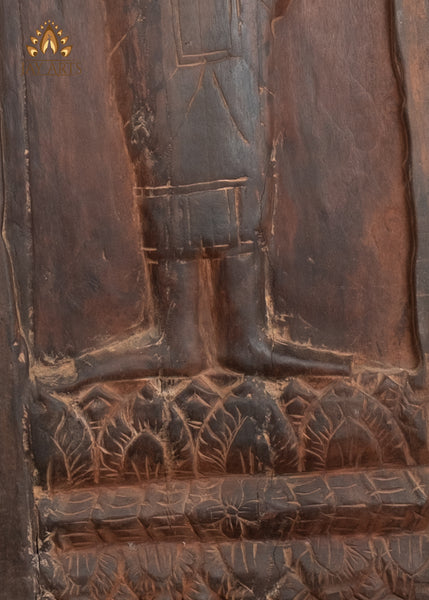 41" Buddha in Abhaya Mudra Wood Wall Panel Hand-Carved in Cambodia