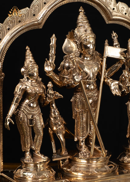 16" Panchaloha Bronze Murugan with Valli Deivanai and Peacock – Temple Style Set