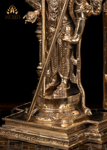 15" Temple Style Bronze Murugan with Shakti Vel and Staff Intricately Detailed