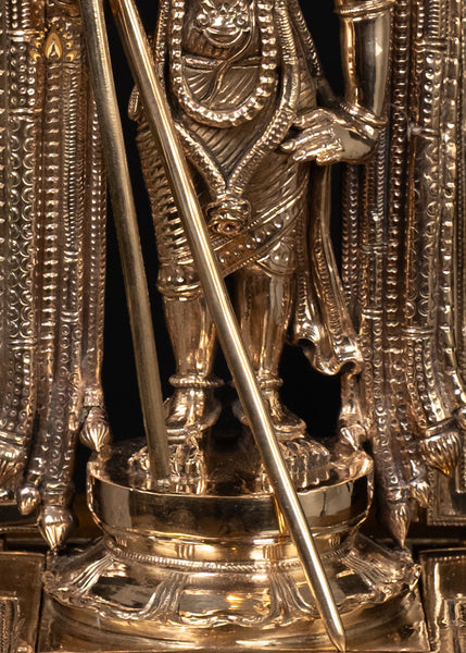 15" Bronze Murugan Swamimalai Temple Style with Staff and Ornate Arch
