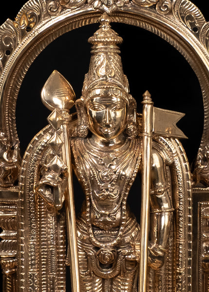 15" Finely Detailed Murugan with Prabhavali and Consorts Valli & Deivanai Traditional Set