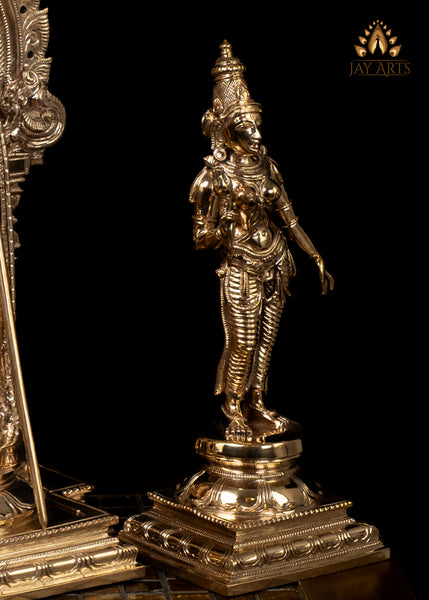 15" Finely Detailed Murugan with Prabhavali and Consorts Valli & Deivanai Traditional Set