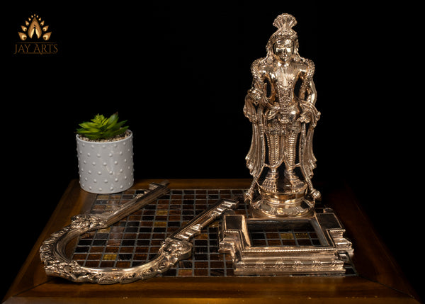 15" Exquisitely Detailed Bronze Murugan in Divine King Form with Ornate Arch