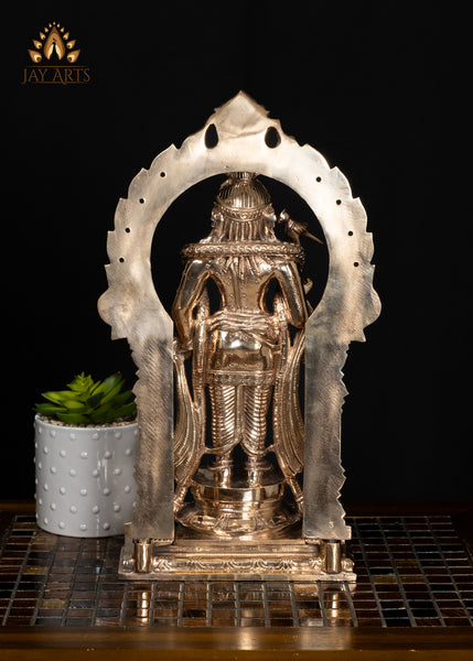 15" Exquisitely Detailed Bronze Murugan in Divine King Form with Ornate Arch