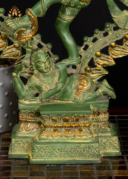 17" Brass Nataraja Statue with Impeccable Details and Green Patina