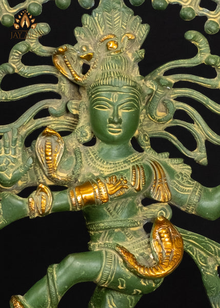 17" Brass Nataraja Statue with Impeccable Details and Green Patina