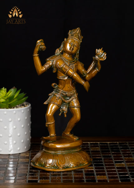 10" Dancing Shiva Statue in Dynamic Posture with Spiritual Energy
