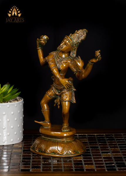 10" Dancing Shiva Statue in Dynamic Posture with Spiritual Energy