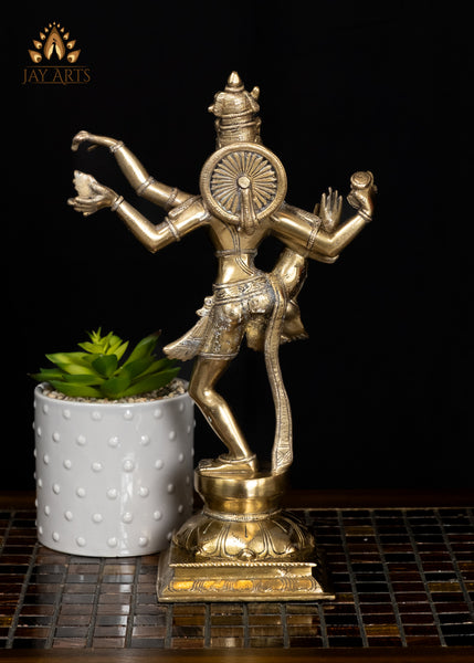 12" Brass Shiva Statue in a Raised-Knee Pose Cosmic Dance Divine Art
