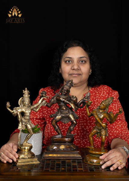 13" Brass Dancing Shiva Statue – One of the 108 Dance Poses, Brown Patina Finish