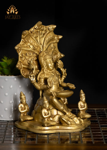 9" Brass Dakshinamurthy Shiva Statue Adi Guru Of Wisdom