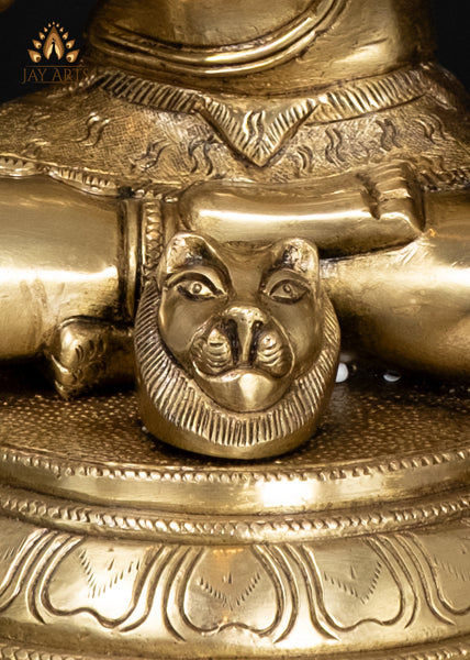 10" Brass Lord Shiva Sitting on Tiger Head with Shiva Lingam and Nandi